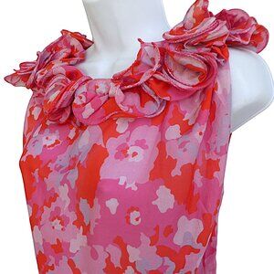 French Designer Manoush Pink Ruffled Blouse Top Sleeveless EU36 US 4